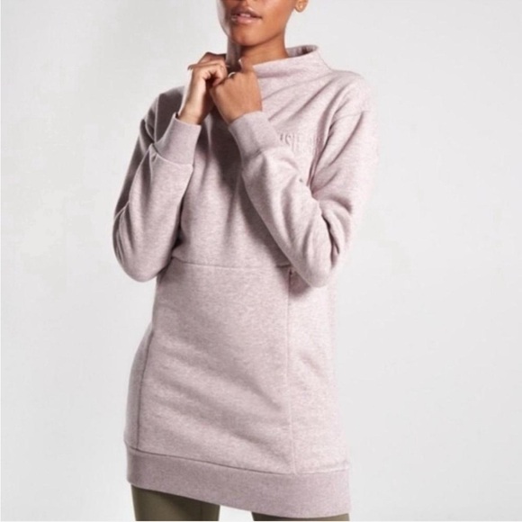 Gymshark Heathered Light Pink Oversized Mock Neck Tunic Sweater Sweaterdress S - Picture 1 of 9